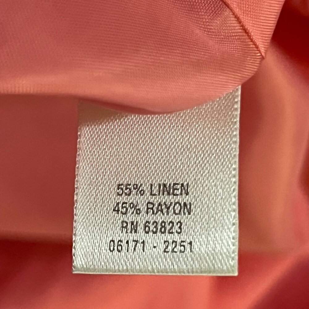 Vintage CJ Banks Linen Blend Midi Dress 20W Pink Button Front Used - Picture 8 of 16